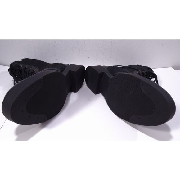 Theory Women's Laced Boot Combat Nylon Leather Booites Black NIB 598 Sz 40 - Picture 9 of 16